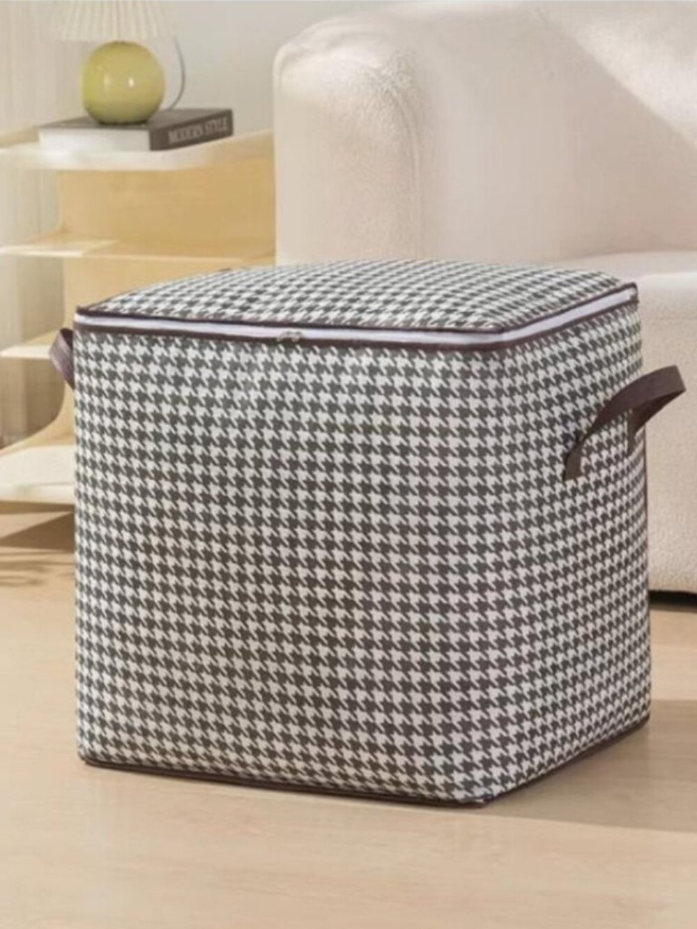 NWT 3-Pack 180L Chic Houndstooth Storage Bags - Large Closet Organizers
